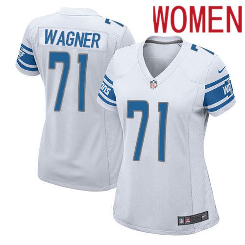 Women Detroit Lions #71 Ricky Wagner Nike White Game Player NFL Jersey